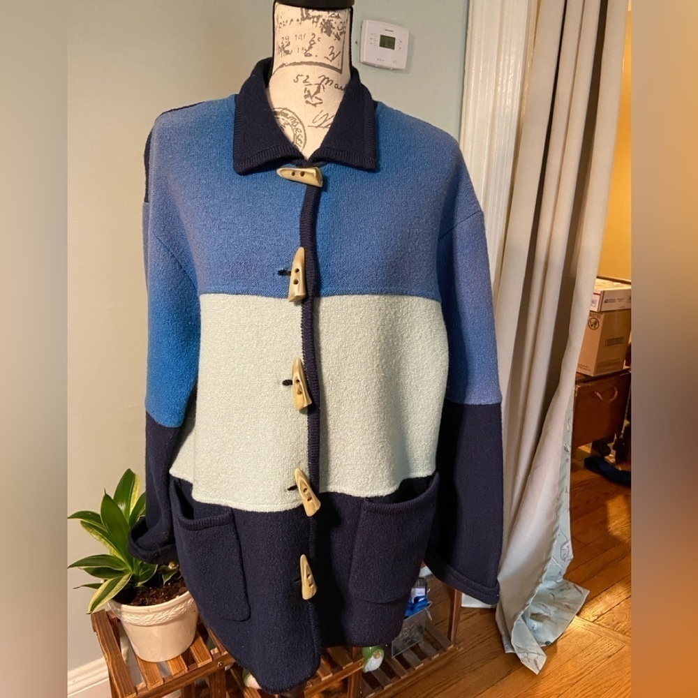Tabi International vintage color block oversized cardigan with toggle buttons S